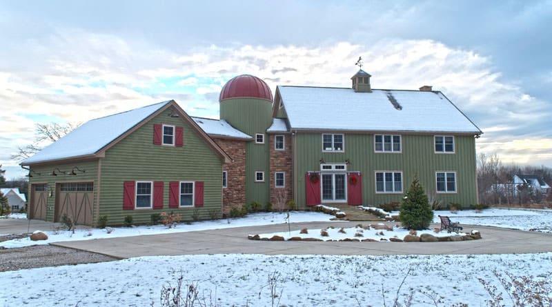 barn home with snow and clouds barn home with snow and clouds
