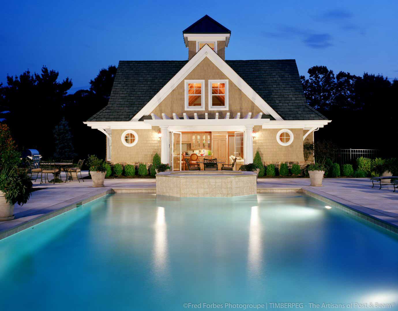 Farmingdale Guest Pool House (5676) exterior view from pool