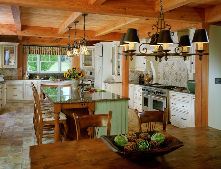 FarmhouseKitchen post and beam farmhouse kitchen