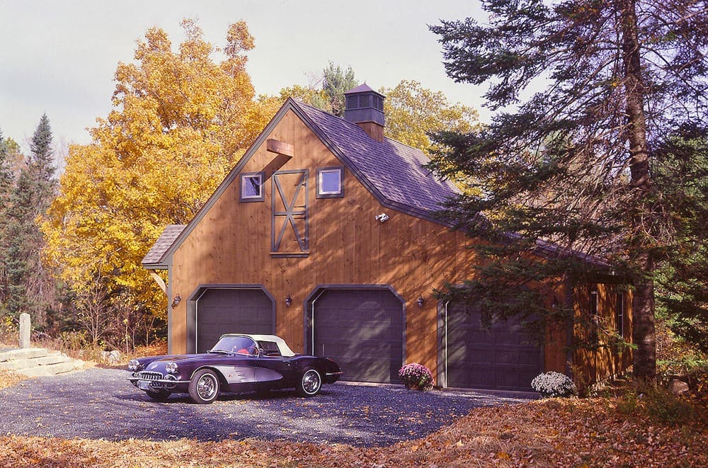Right Front Exterior Chevy Carriage House Style Garage Barn