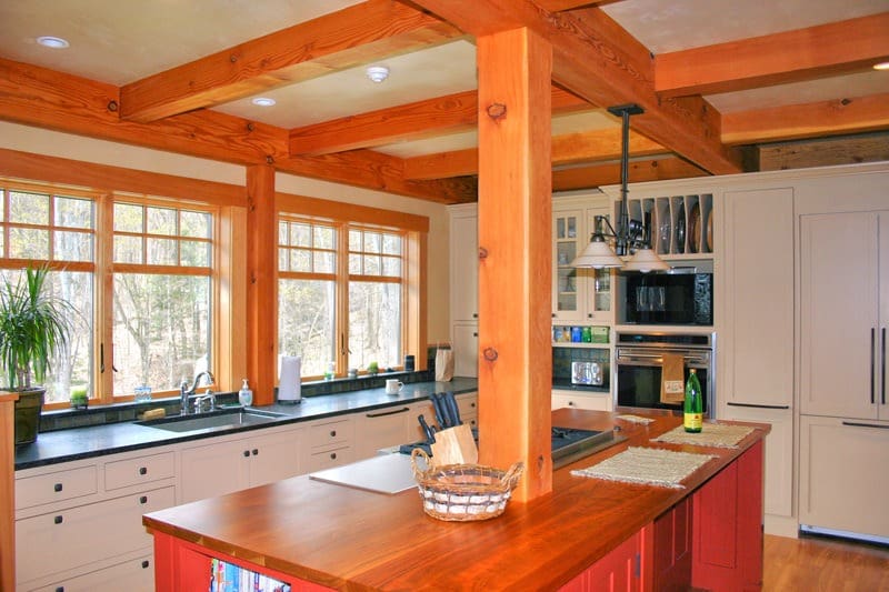 IMG_3482 post and beam kitchen with center island and wall of windows